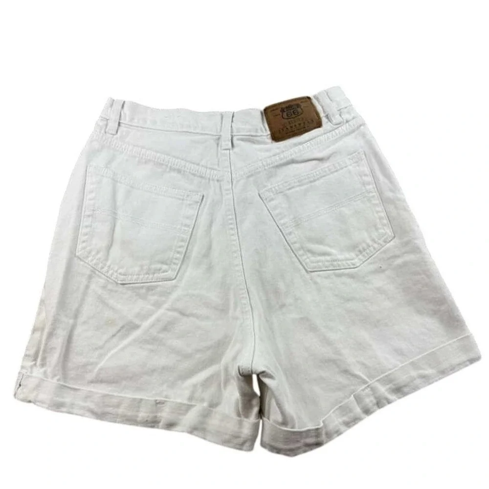 Vintage Route 66 Shorts Women 11/12 White Relaxed Fit‎ Denim High Waisted Cuffed
